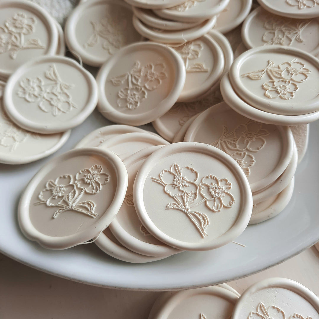 Blossom Self-Adhesive Wax Seals - Various Colours