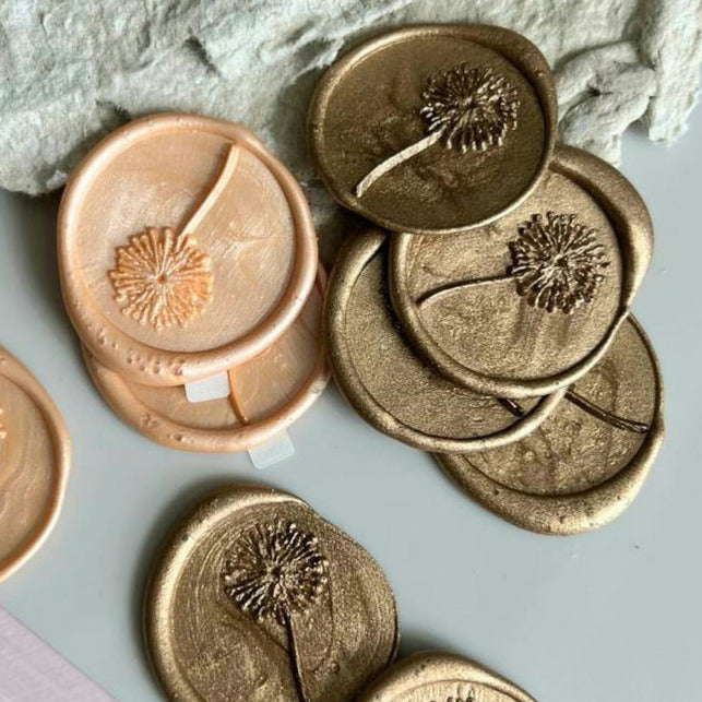 Rustic Dandelion Self-Adhesive Wax Seals - Various Colours