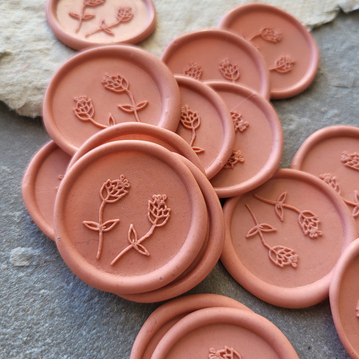 'Two Buds'  Self-Adhesive Wax Seals - Various Colours